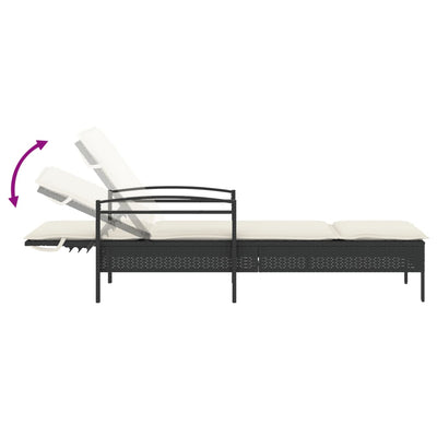 Sun Lounger with Cushion Black 63x200x81 cm Poly Rattan Payday Deals