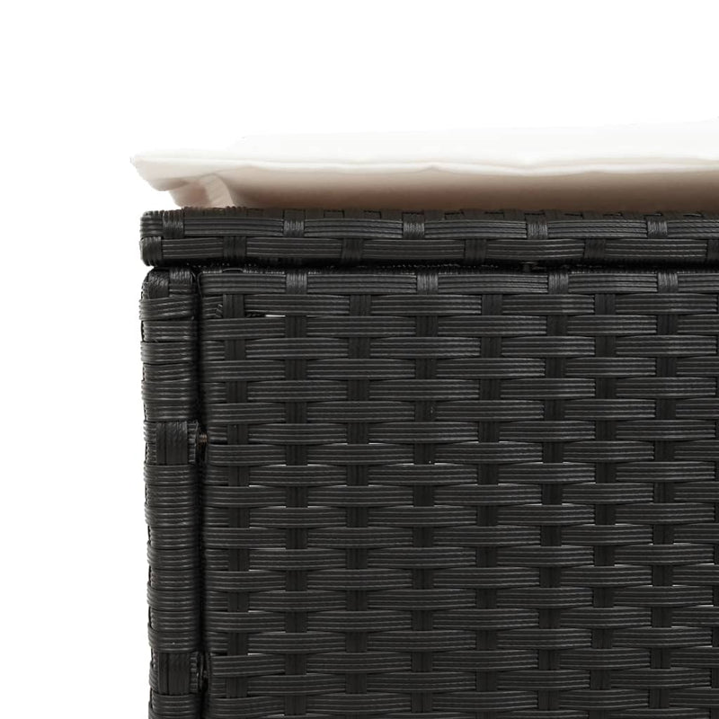 Sun Lounger with Cushion Black Poly Rattan Payday Deals