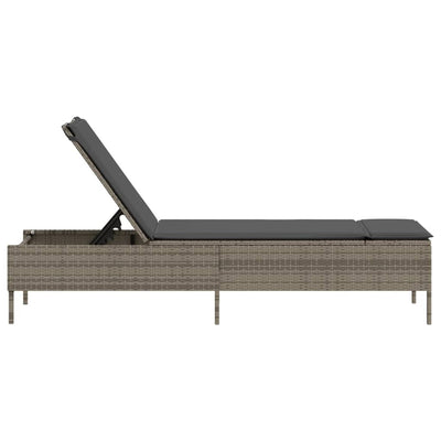 Sun Lounger with Cushion Grey Poly Rattan Payday Deals