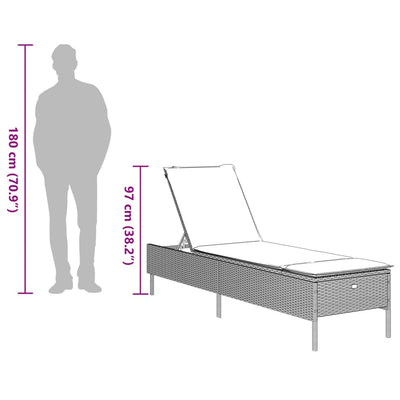 Sun Lounger with Cushion Grey Poly Rattan Payday Deals
