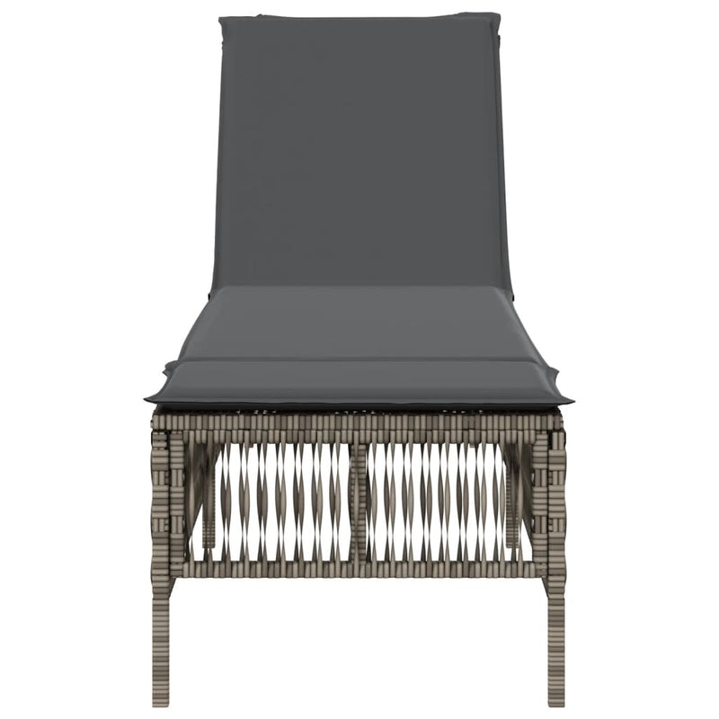 Sun Lounger with Cushion Grey Poly Rattan Payday Deals
