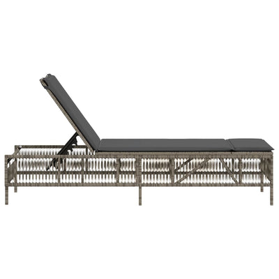 Sun Lounger with Cushion Grey Poly Rattan Payday Deals