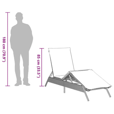 Sun Lounger with Cushion Grey Poly Rattan Payday Deals