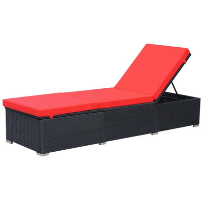 Sun Lounger with Cushion Poly Rattan Black Payday Deals