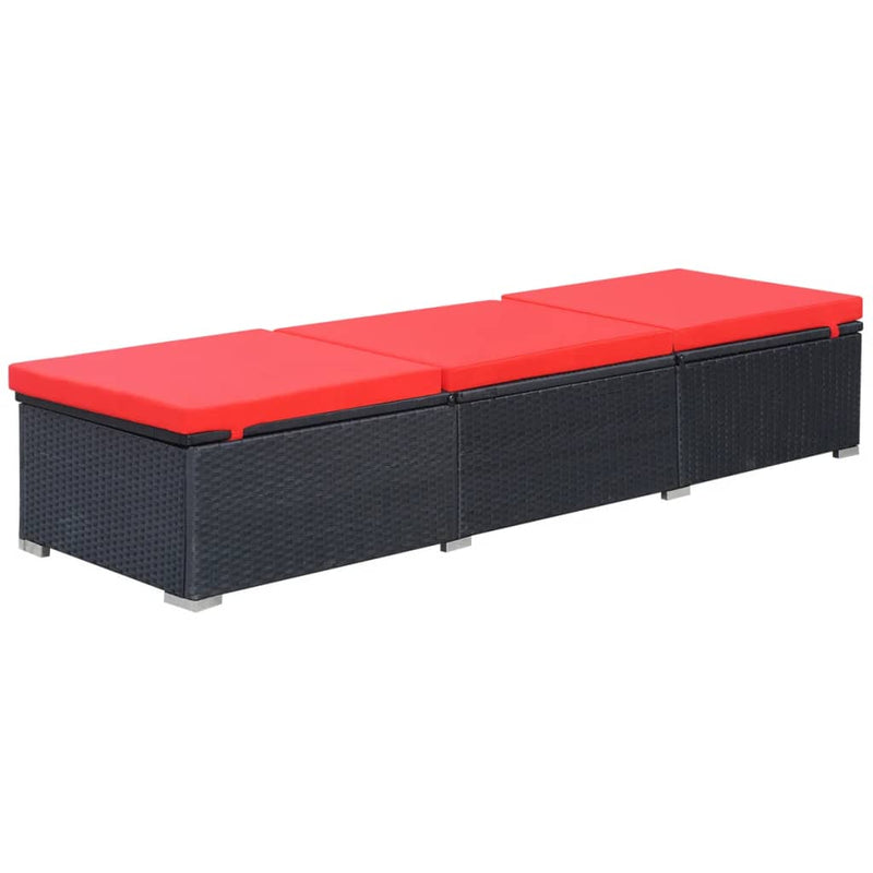 Sun Lounger with Cushion Poly Rattan Black Payday Deals
