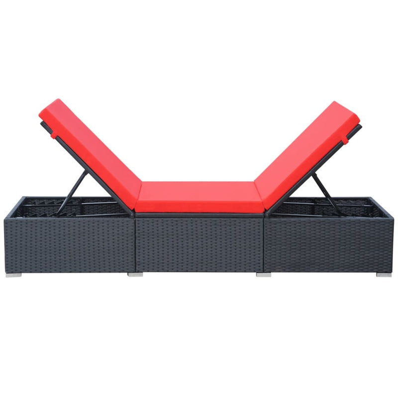 Sun Lounger with Cushion Poly Rattan Black Payday Deals