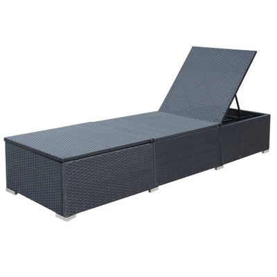 Sun Lounger with Cushion Poly Rattan Black Payday Deals