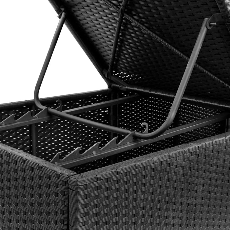 Sun Lounger with Cushion Poly Rattan Black Payday Deals