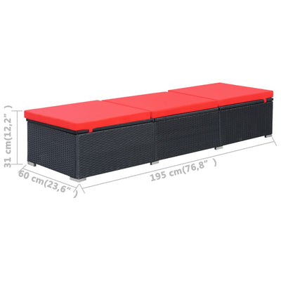 Sun Lounger with Cushion Poly Rattan Black Payday Deals