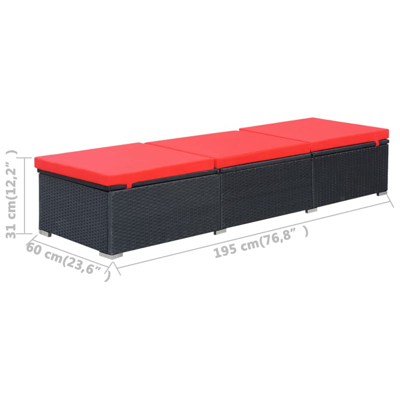 Sun Lounger with Cushion Poly Rattan Black Payday Deals