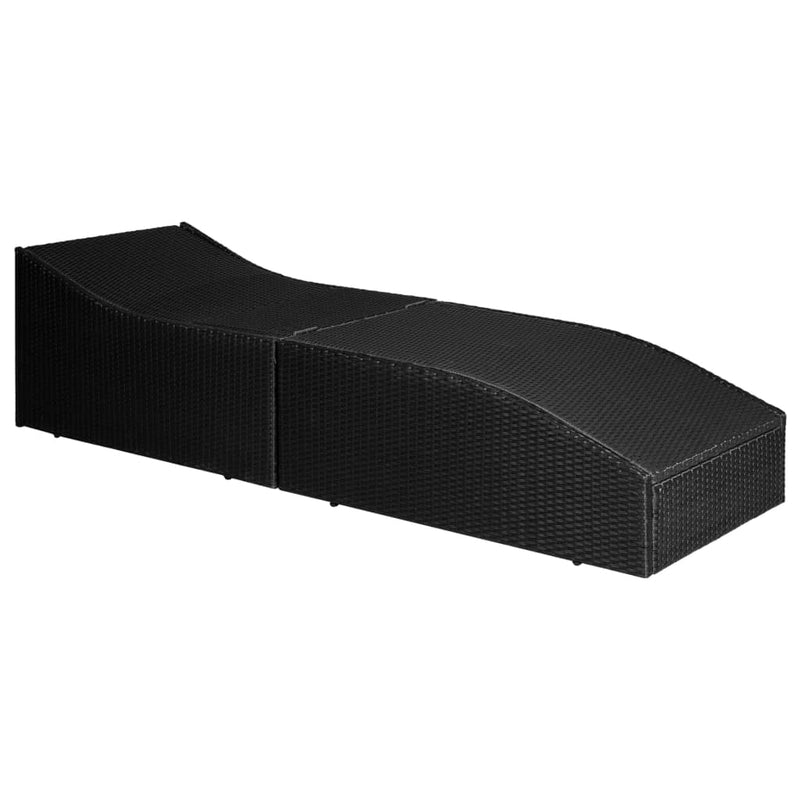Sun Lounger with Cushion Poly Rattan Black Payday Deals