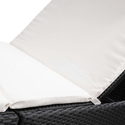 Sun Lounger with Cushion Poly Rattan Black Payday Deals