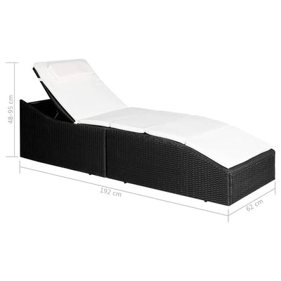 Sun Lounger with Cushion Poly Rattan Black Payday Deals