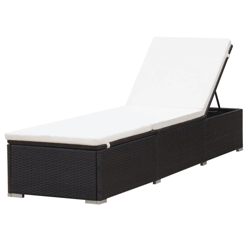 Sun Lounger with Cushion Poly Rattan Brown Payday Deals