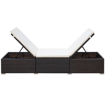 Sun Lounger with Cushion Poly Rattan Brown Payday Deals