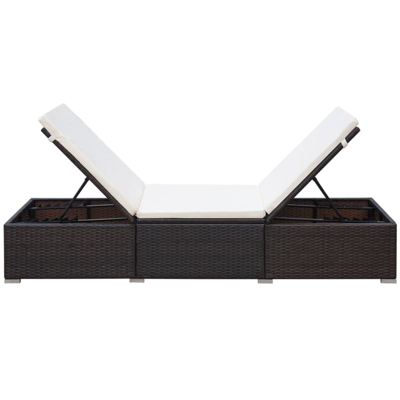 Sun Lounger with Cushion Poly Rattan Brown Payday Deals