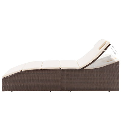 Sun Lounger with Cushion Poly Rattan Brown Payday Deals