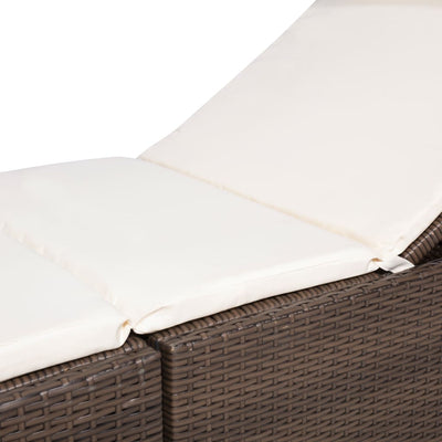Sun Lounger with Cushion Poly Rattan Brown Payday Deals