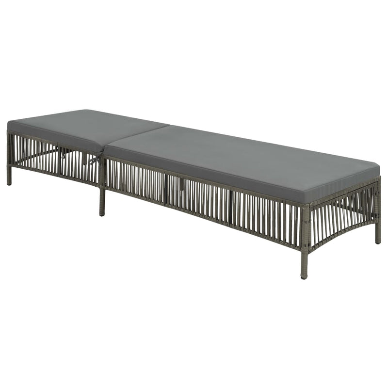 Sun Lounger with Cushion Poly Rattan Grey Payday Deals