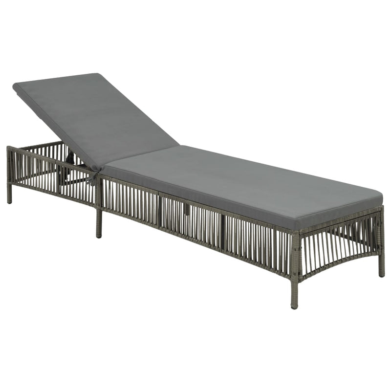 Sun Lounger with Cushion Poly Rattan Grey Payday Deals