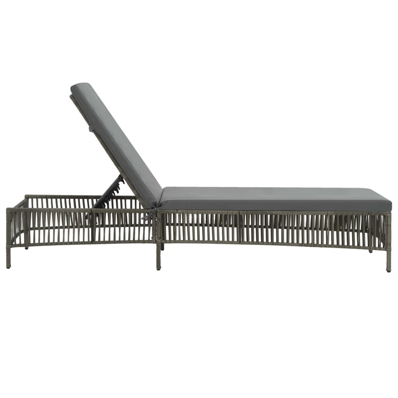 Sun Lounger with Cushion Poly Rattan Grey Payday Deals
