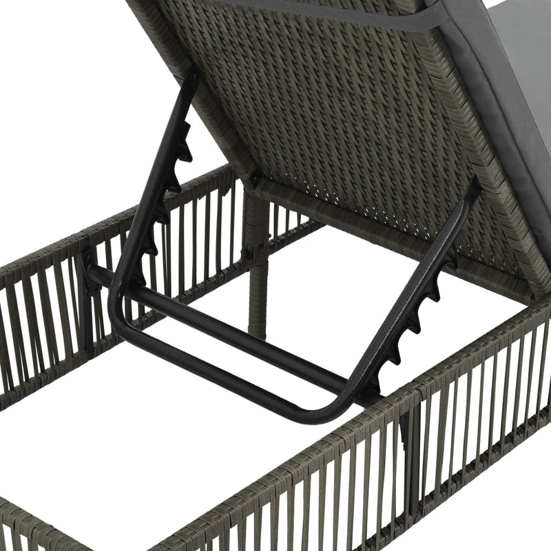 Sun Lounger with Cushion Poly Rattan Grey Payday Deals