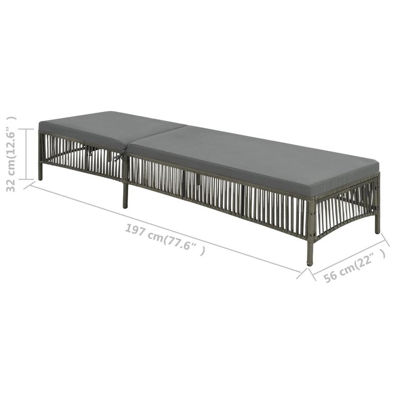 Sun Lounger with Cushion Poly Rattan Grey Payday Deals