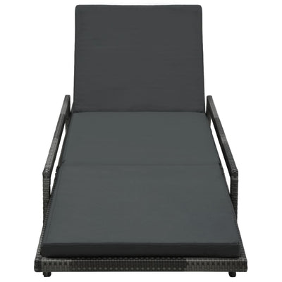 Sun Lounger with Cushion Poly Rattan Grey Payday Deals