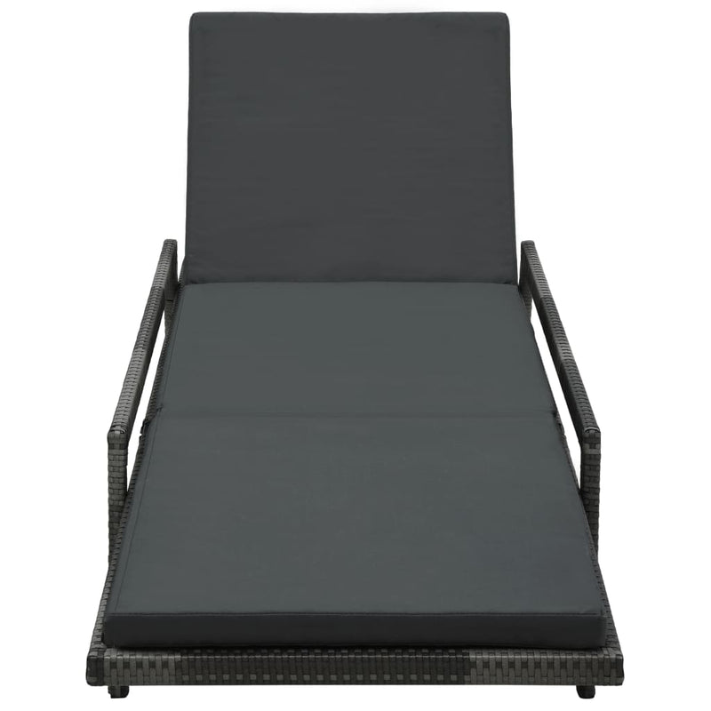 Sun Lounger with Cushion Poly Rattan Grey Payday Deals