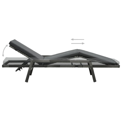 Sun Lounger with Cushion Poly Rattan Grey Payday Deals