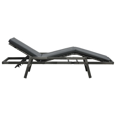 Sun Lounger with Cushion Poly Rattan Grey Payday Deals