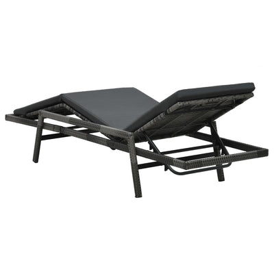 Sun Lounger with Cushion Poly Rattan Grey Payday Deals