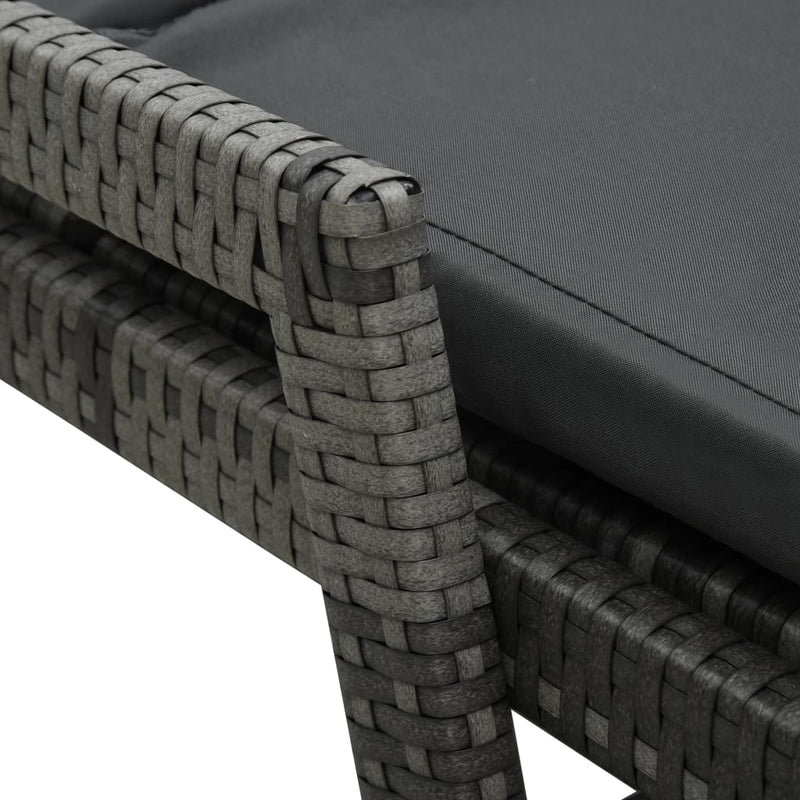Sun Lounger with Cushion Poly Rattan Grey Payday Deals