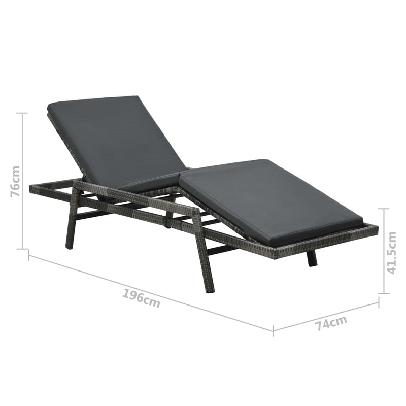 Sun Lounger with Cushion Poly Rattan Grey Payday Deals