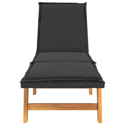 Sun Lounger with Cushion Poly Rattan&Solid Wood Acacia Payday Deals