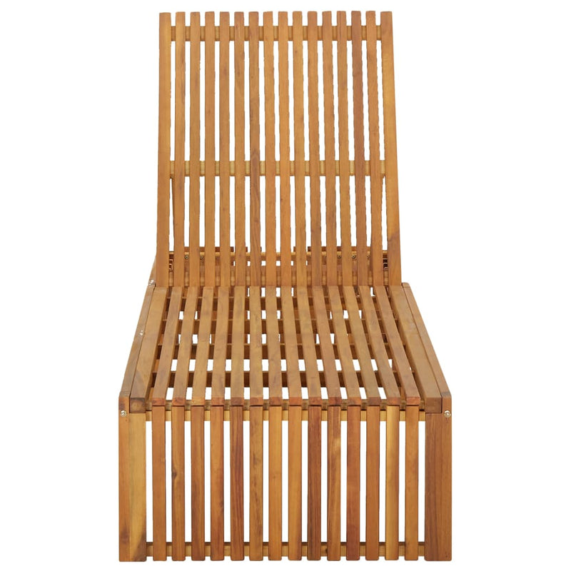 Sun Lounger with Cushion Solid Acacia Wood Payday Deals