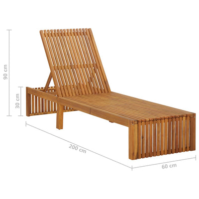 Sun Lounger with Cushion Solid Acacia Wood Payday Deals