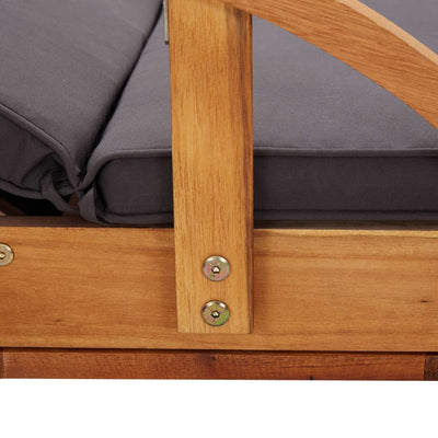 Sun Lounger with Cushion Solid Acacia Wood Payday Deals