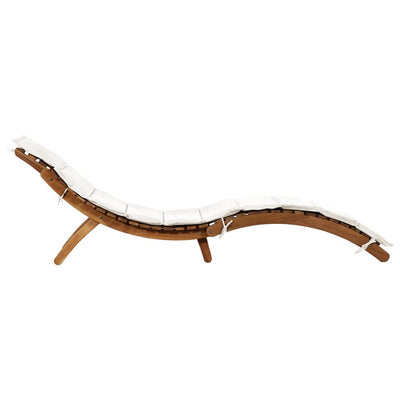 Sun Lounger with Cushion Solid Acacia Wood Cream Payday Deals