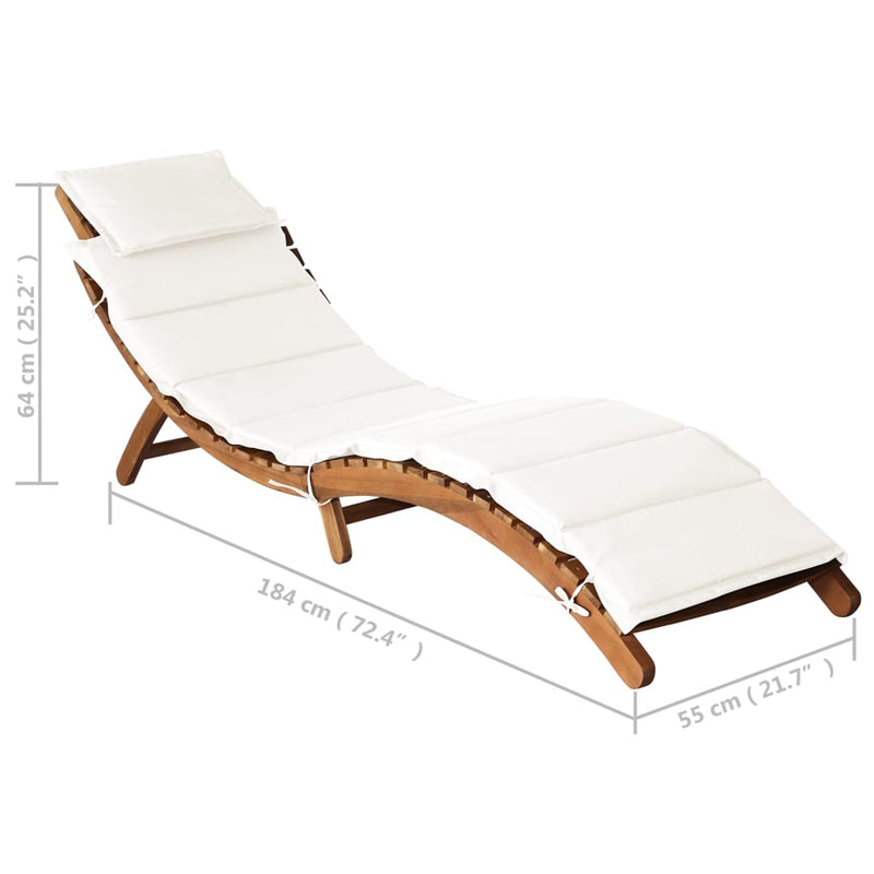 Sun Lounger with Cushion Solid Acacia Wood Cream Payday Deals