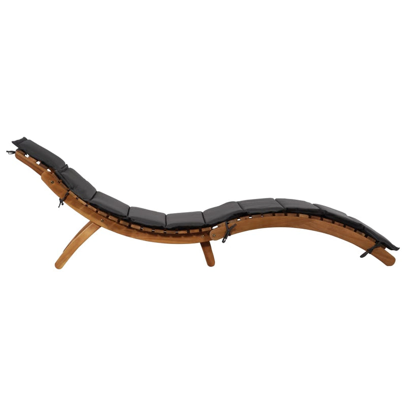 Sun Lounger with Cushion Solid Acacia Wood Dark Grey Payday Deals