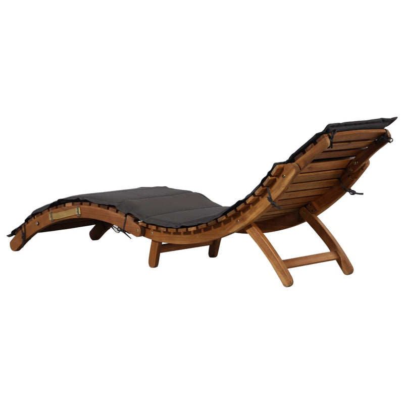 Sun Lounger with Cushion Solid Acacia Wood Dark Grey Payday Deals