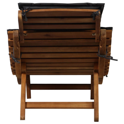 Sun Lounger with Cushion Solid Acacia Wood Dark Grey Payday Deals