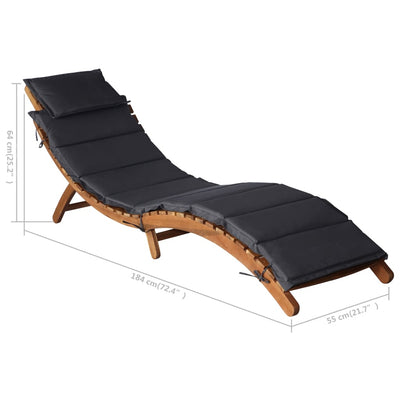 Sun Lounger with Cushion Solid Acacia Wood Dark Grey Payday Deals
