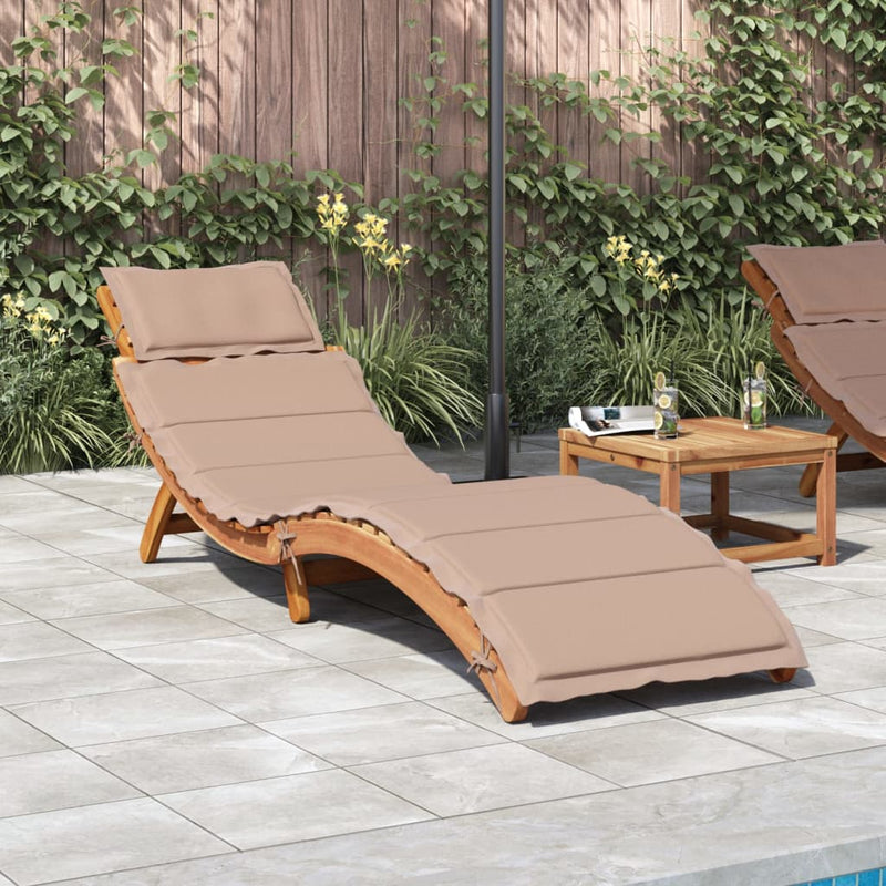 Sun Lounger with Cushion Taupe Solid Wood Acacia Payday Deals