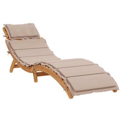 Sun Lounger with Cushion Taupe Solid Wood Acacia Payday Deals