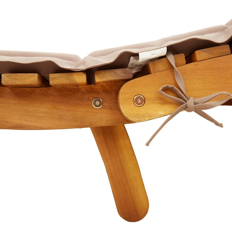 Sun Lounger with Cushion Taupe Solid Wood Acacia Payday Deals