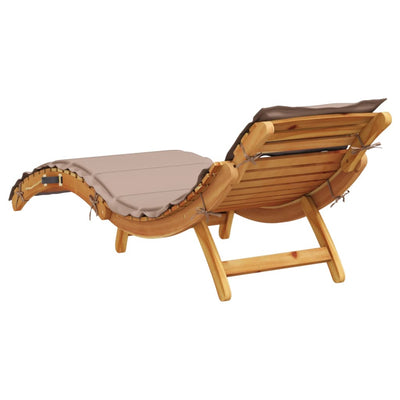 Sun Lounger with Cushion Taupe Solid Wood Acacia Payday Deals