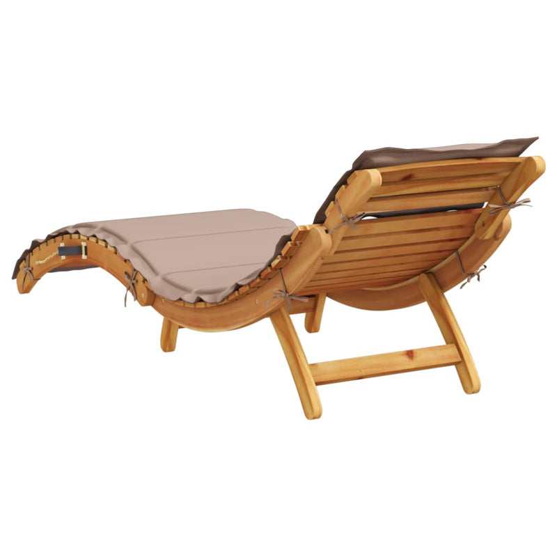 Sun Lounger with Cushion Taupe Solid Wood Acacia Payday Deals