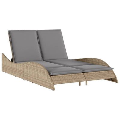 Sun Lounger with Cushions Beige 114x205x73 cm Poly Rattan Payday Deals